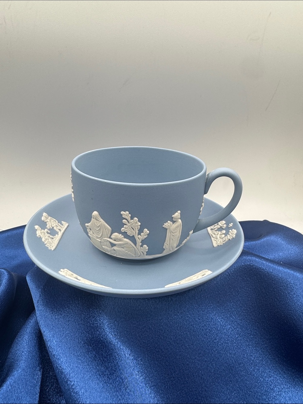 Light Blue Wedgwood Jasper-ware Teacup and Saucer #1.